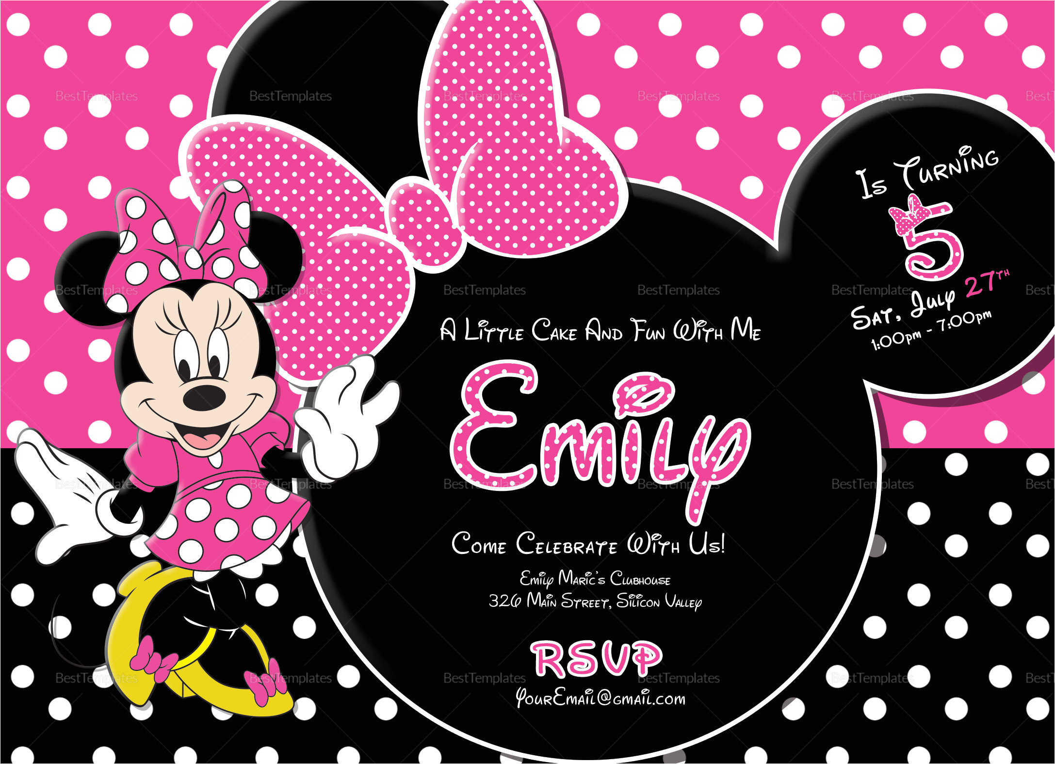 Birthday Invitation Template Minnie Mouse Special Minnie Mouse Birthday Invitation Design Template