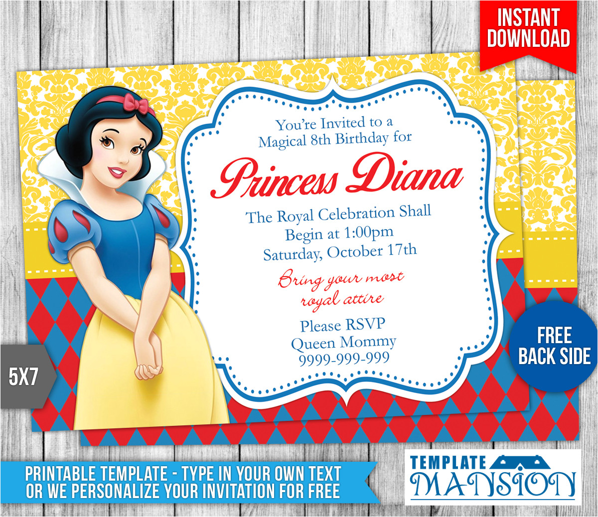 Birthday Invitation Template Snow White Snow White Birthday Invitation Template 3 by