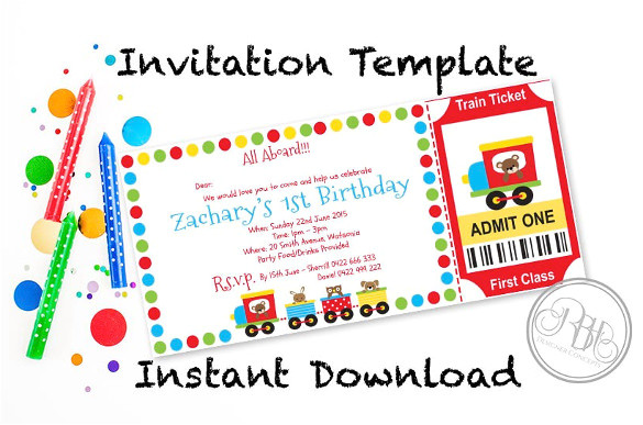 Birthday Invitation Template Train 49 Ticket Invitation Templates Psd Ai Word Pages
