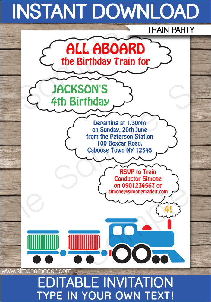 Birthday Invitation Template Train Train Party Invitations Template Train Birthday Party