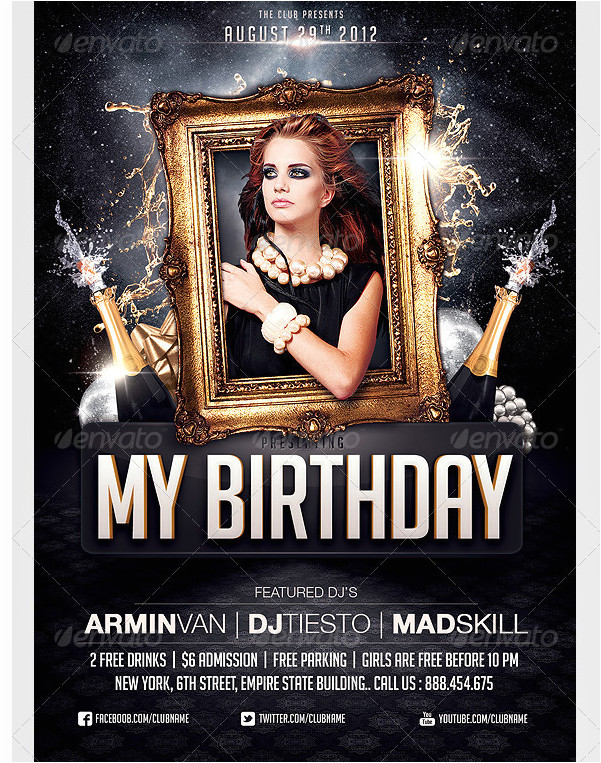 Birthday Invitation Templates Club Flyer Style Birthday Party Invitation Flyer Template Party Flyer