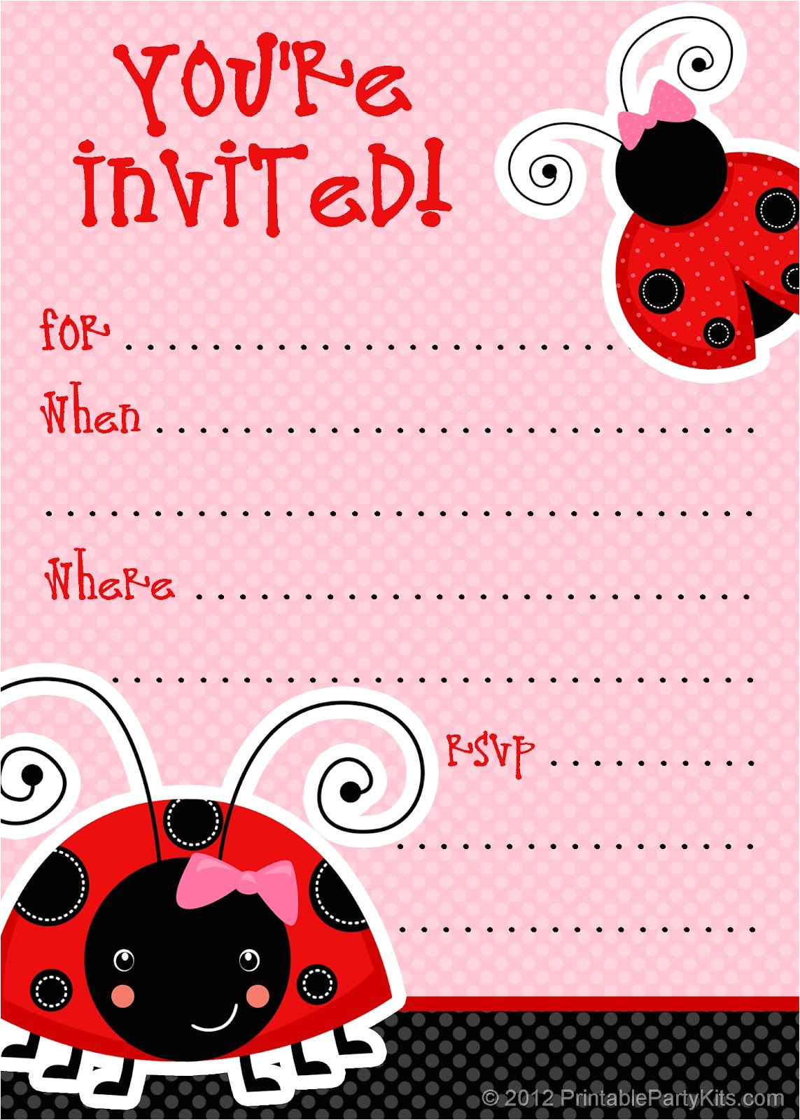 Birthday Invitation Templates Digital 1 Free Printable Ladybug Invitation Blank Template 2