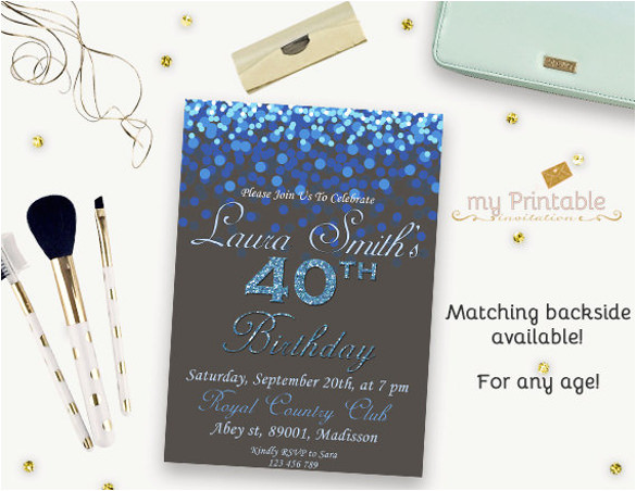 Birthday Invitation Templates Digital 16 40th Birthday Invitations Psd Vector Eps Ai Free