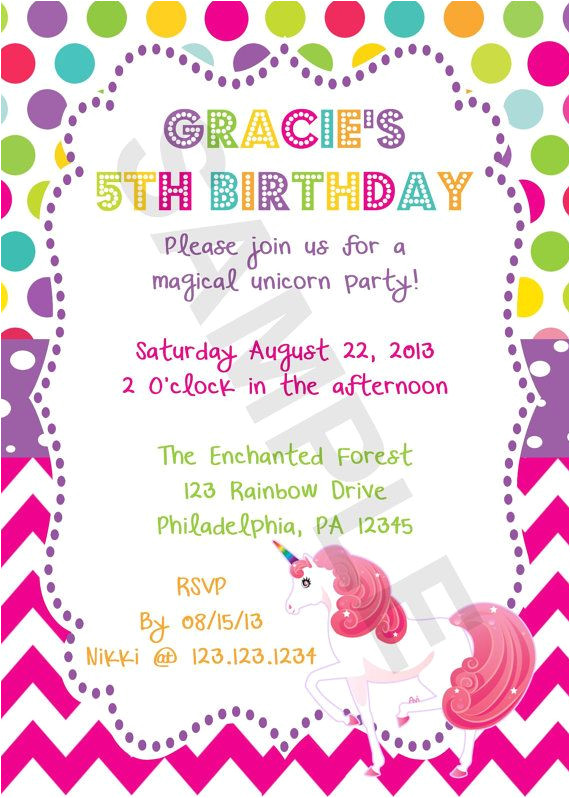 Birthday Invitation Templates Digital Rainbow Unicorn Birthday Invitation Digital File Party