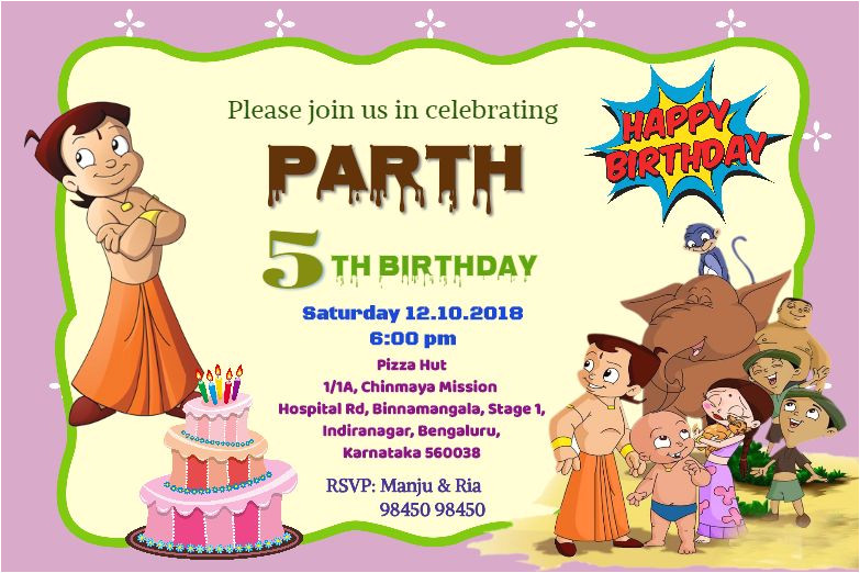 Birthday Party Invitation Cards Images Invitation Card with Chhota Bheem Card Personalised Birthday Party Invitation Cards Images Invitation Card with Chhota Bheem Card Personalised