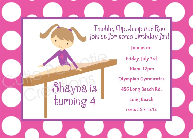 Birthday Party Invitation Template Gymnastics Free Printable Gymnastics Birthday Invitations