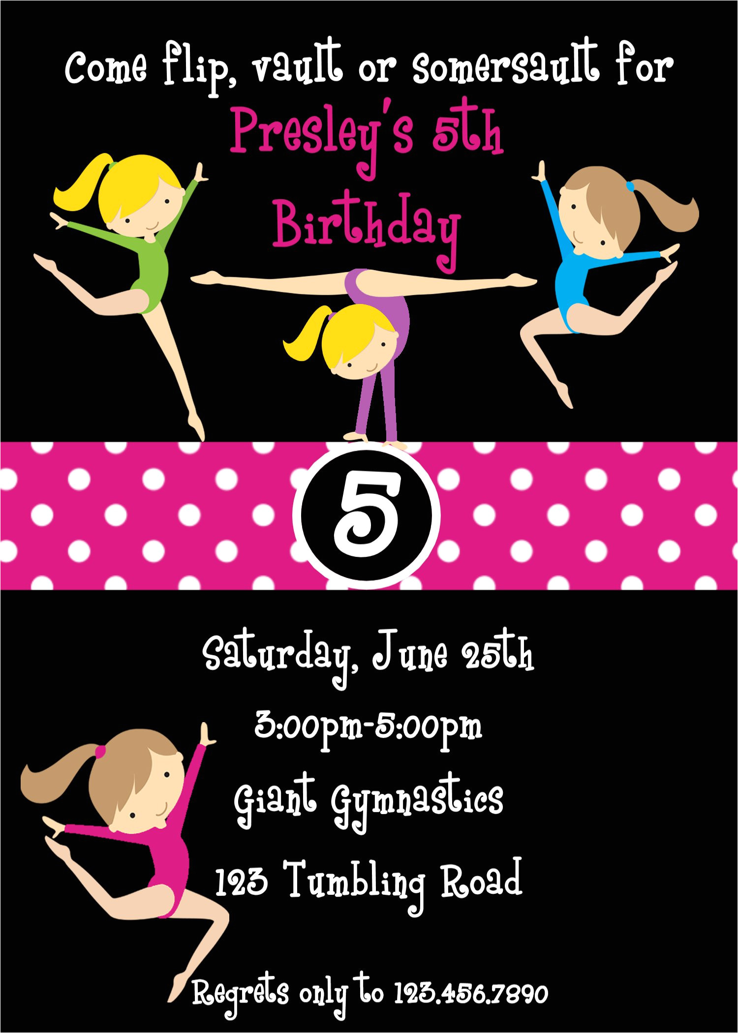 Birthday Party Invitation Template Gymnastics Gymnastic Birthday Invitation Templates