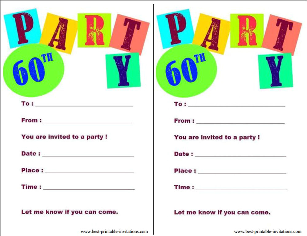Birthday Party Invitation Template Printable 20 Ideas 60th Birthday Party Invitations Card Templates