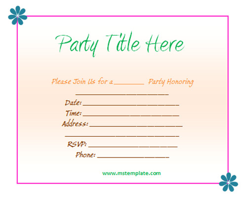 Blank Birthday Invitation Templates for Microsoft Word Free Party Invitation Templates Microsoft Office Templates