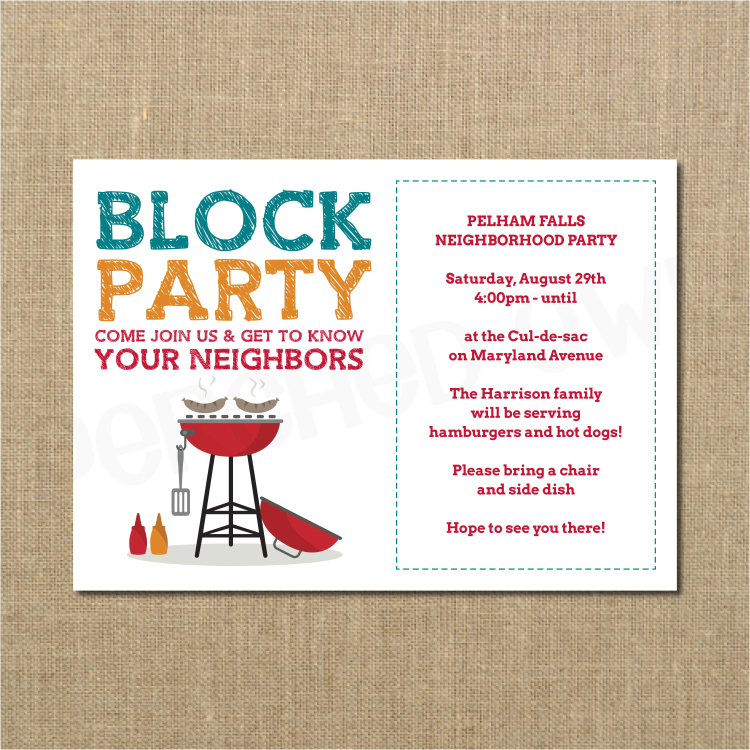 Block Party Invitation Template Neighborhood Block Party Cookout Invitation Grilling Out