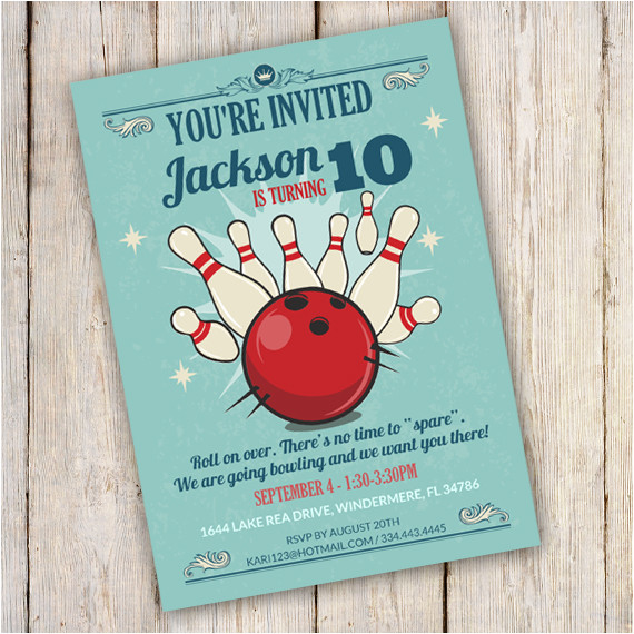 Bowling Party Invitation Template Bowling Birthday Party Invitation Template Edit with