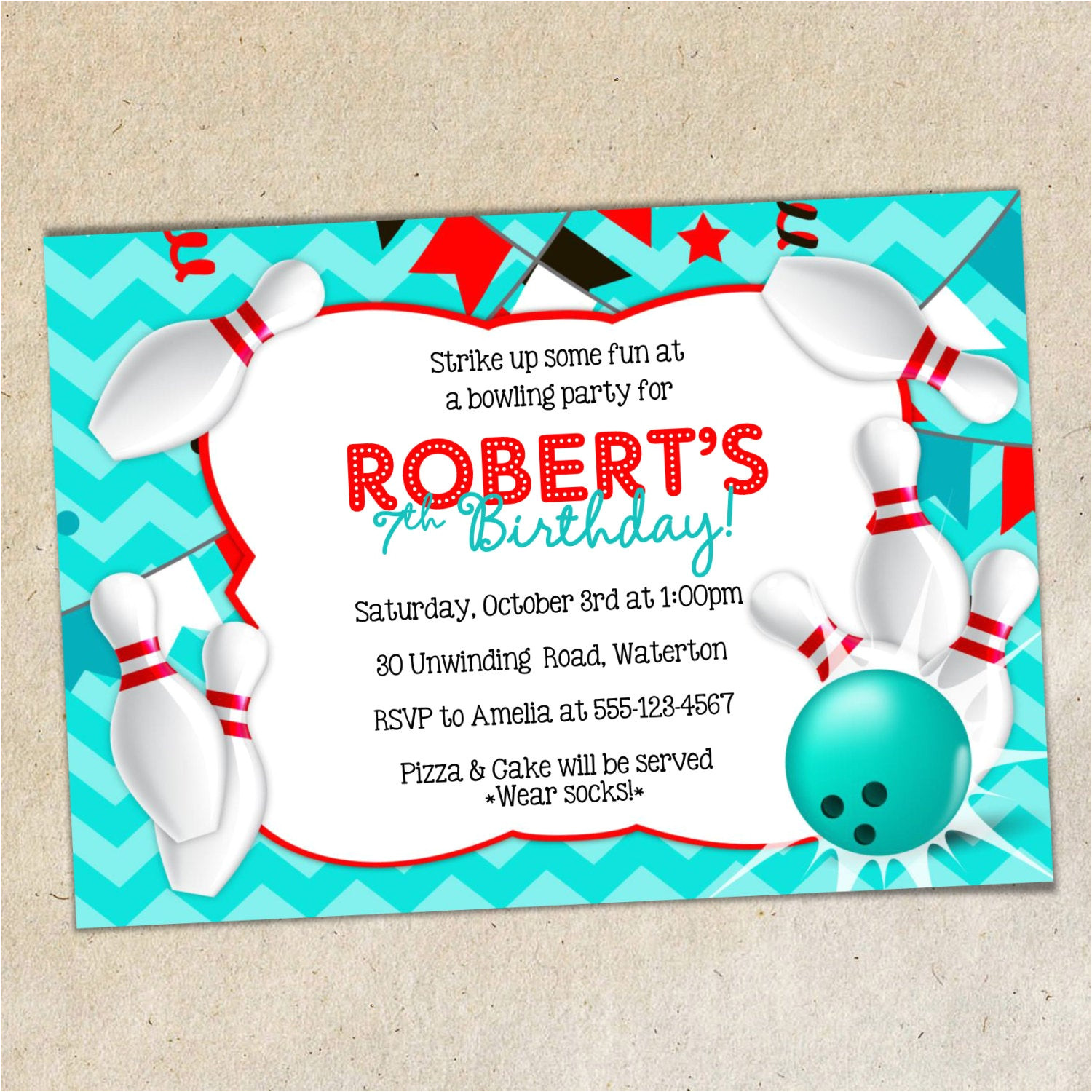 Bowling Party Invitation Template Bowling Party Invitation Template Chevron Background
