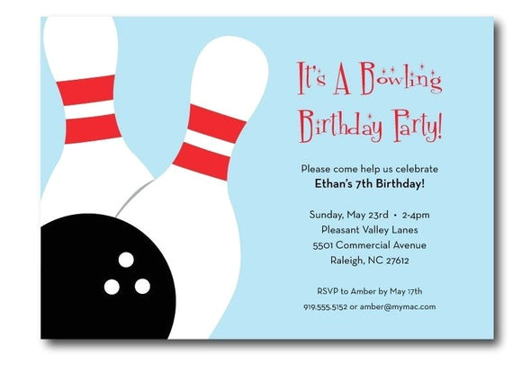 Bowling Party Invitation Template Word Bowling Birthday Party Invitation Printable