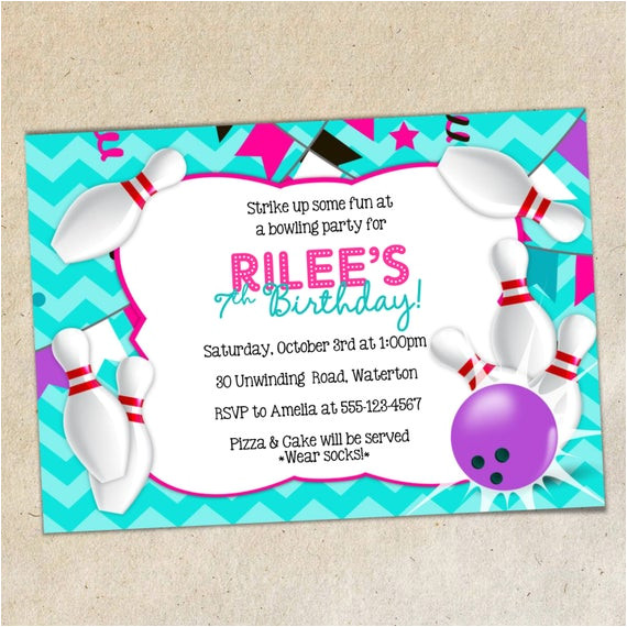 Bowling Party Invitation Template Word Girls Bowling Party Invitation Template Girly Chevron
