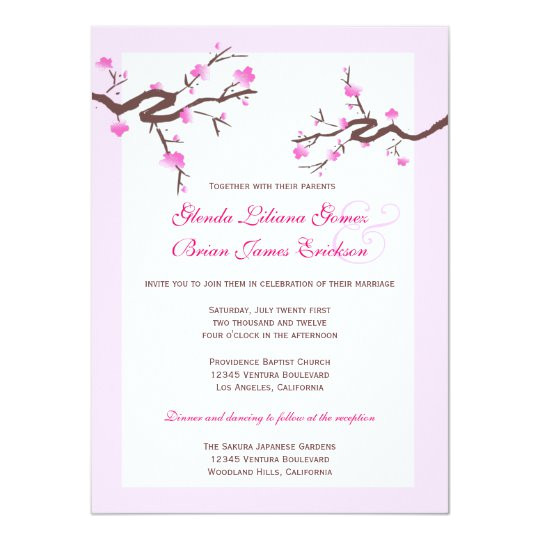 Cherry Blossom Wedding Invitation Template Cherry Blossom Wedding Invitations Zazzle Com