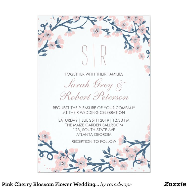 Cherry Blossom Wedding Invitation Template Pink Cherry Blossom Flower Wedding Invitation Zazzle