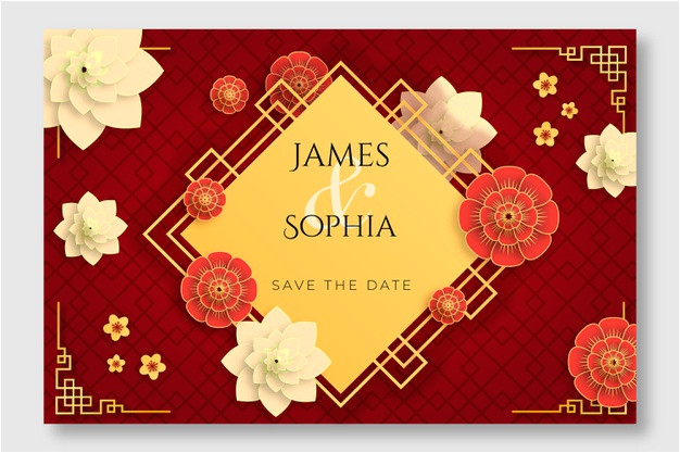 Chinese Wedding Invitation Template Free Download Realistic Wedding Invitation Template In Chinese Style