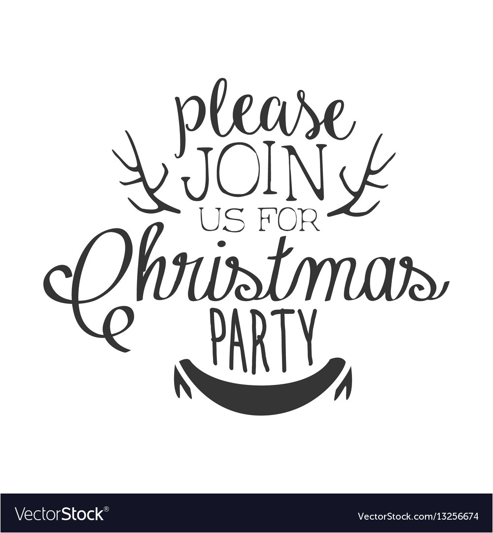Christmas Party Invitation Template Black and White Christmas Party Black and White Invitation Card Vector Image