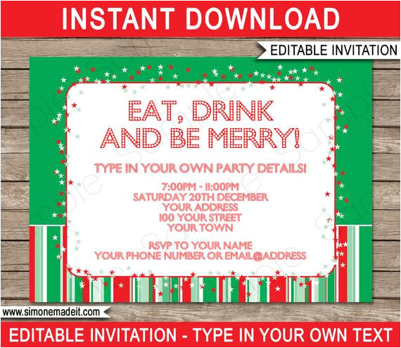 Christmas Party Invitation Template Editable Christmas Invitation Template Christmas Party Invitation