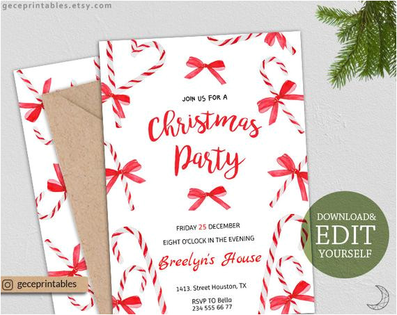 Christmas Party Invitation Template Editable Editable Christmas Party Invitation Holiday Party Invitation