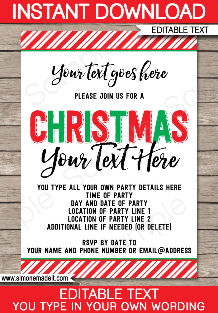 Christmas Party Invitation Template Editable Printable Christmas Party Invitations Christmas Party