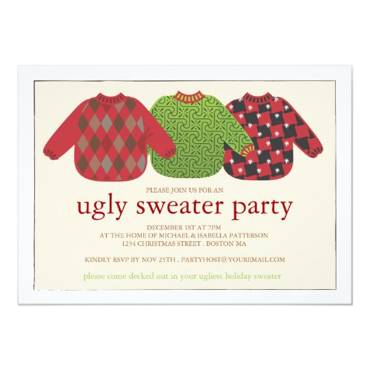 Christmas Party Invite Template Uk Ugly Christmas Sweater Party Invitation Zazzle Co Uk