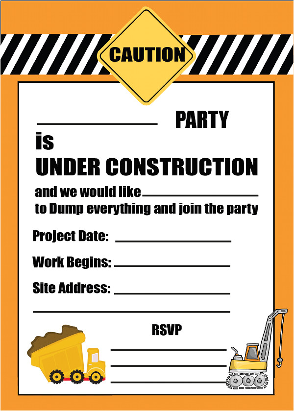 Construction Birthday Invitation Template Construction Party Invitation 215×300 Pn In 2019