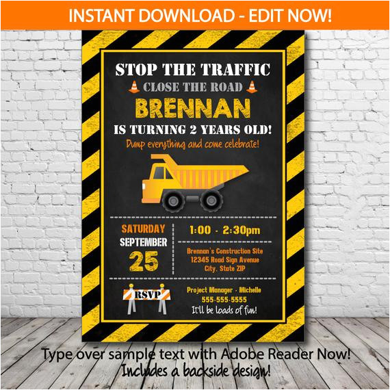 Construction Birthday Invitation Template Construction Party Invitation Construction Birthday