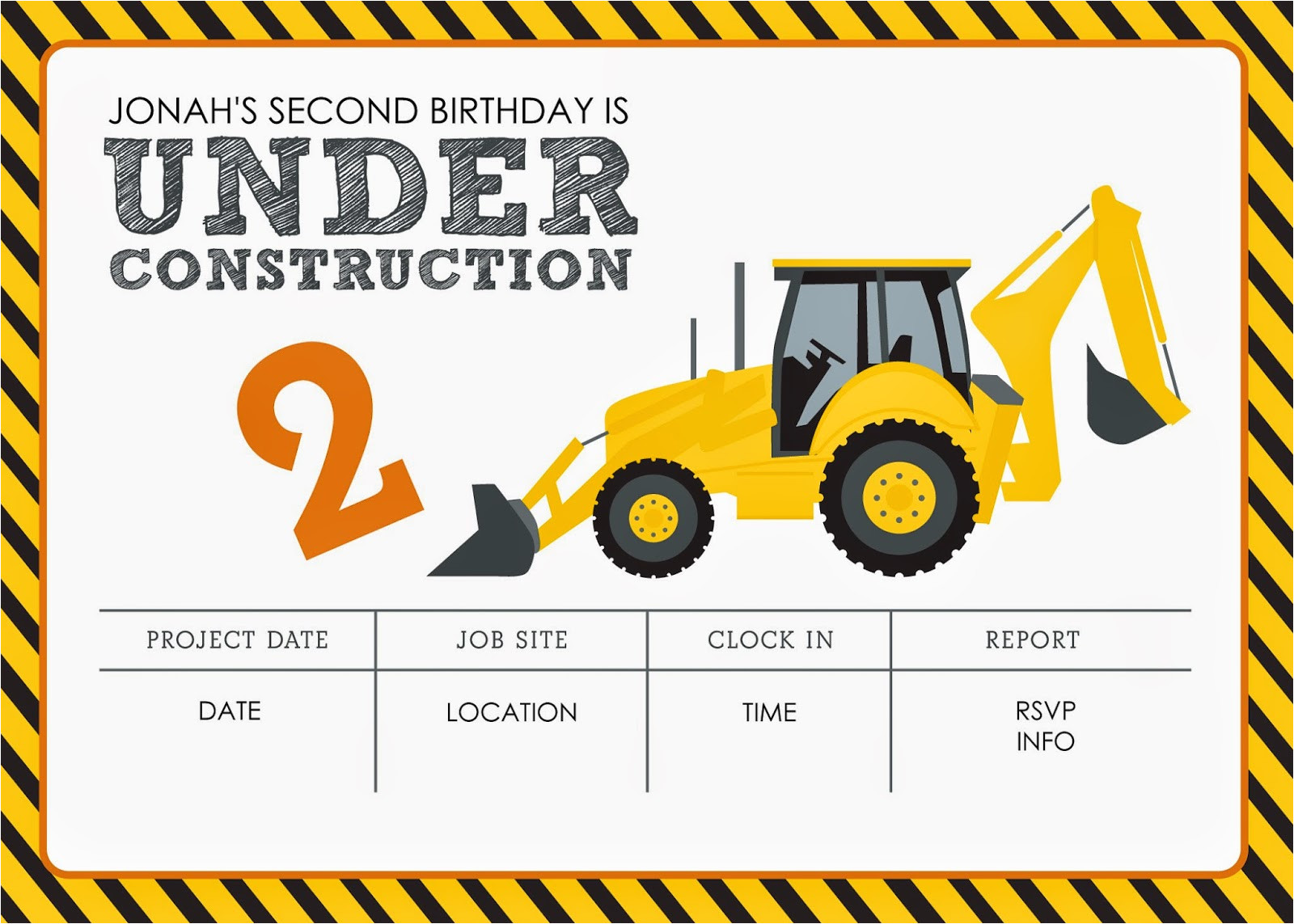Construction Birthday Invitation Template Construction themed Birthday Party Free Printables