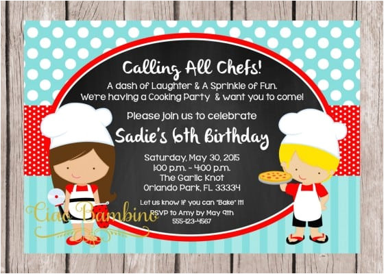 Cooking Party Invitation Template Free Little Chef Birthday Party Invitations