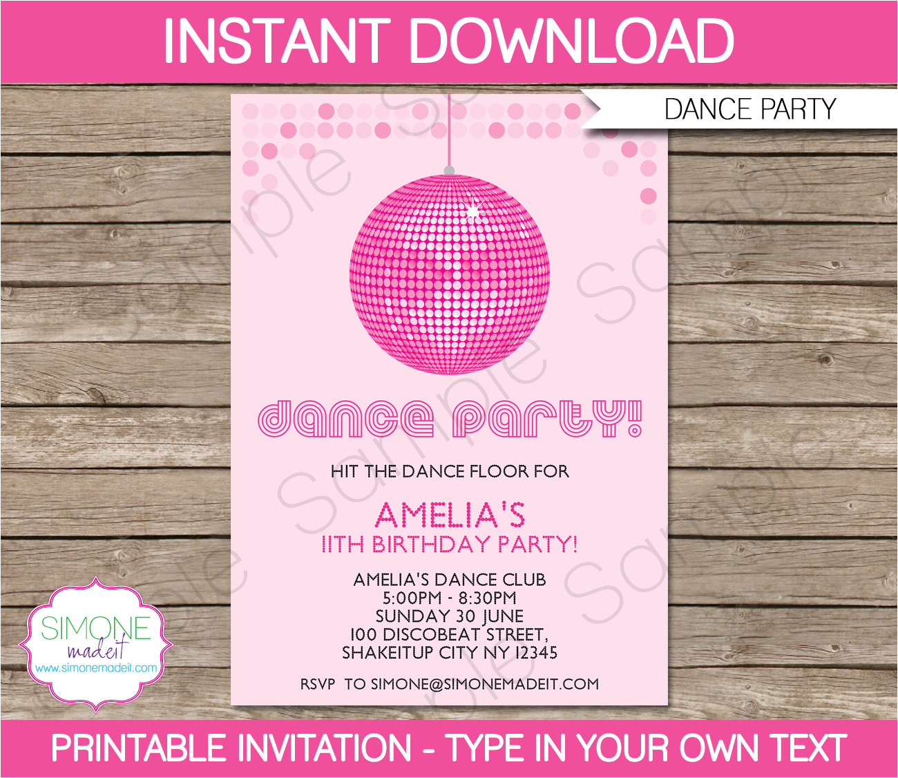 Dance Party Invitation Template Dance Party Invitation Template Birthday Party Instant