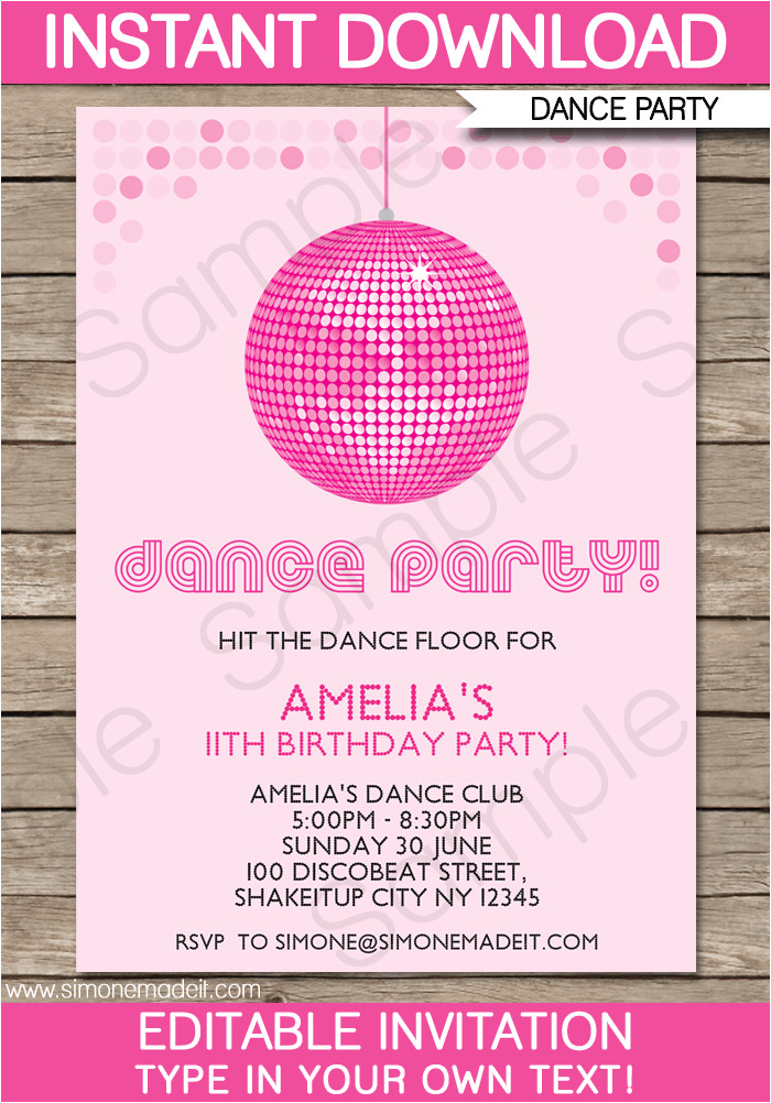 Dance Party Invitation Template Dance Party Invitations Template Birthday Party