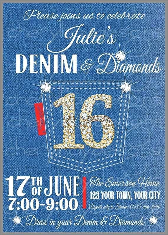 Denim Party Invitation Template Great Denim and Diamonds Invitation Templates Pictures
