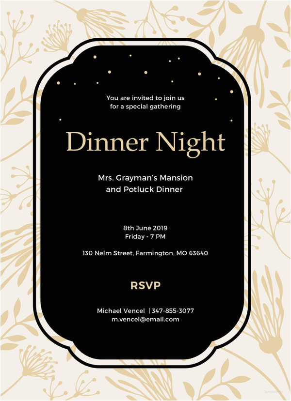 Dinner Party Invitation Template Word 40 Dinner Invitation Templates Free Sample Example
