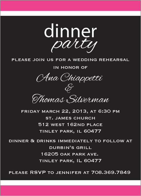 Dinner Party Invitation Text Message Items Similar to Rehearsal Dinner Party Invite Custom