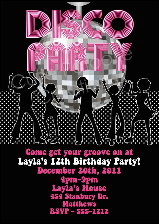 Disco Party Invitation Template Girls Dance Party Birthday Invitations Printable or Printed