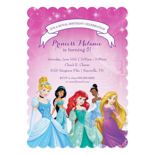 Disney Princess Birthday Invitation Template Disney Princess Birthday Invitation Zazzle Com
