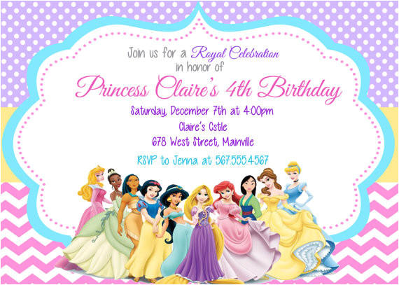 Disney Princess Birthday Invitation Template Princess Invitation Disney Princess Invitation Birthday
