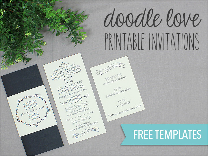 Doodle Wedding Invitation Template Doodle Love Printable Wedding Invitation Set