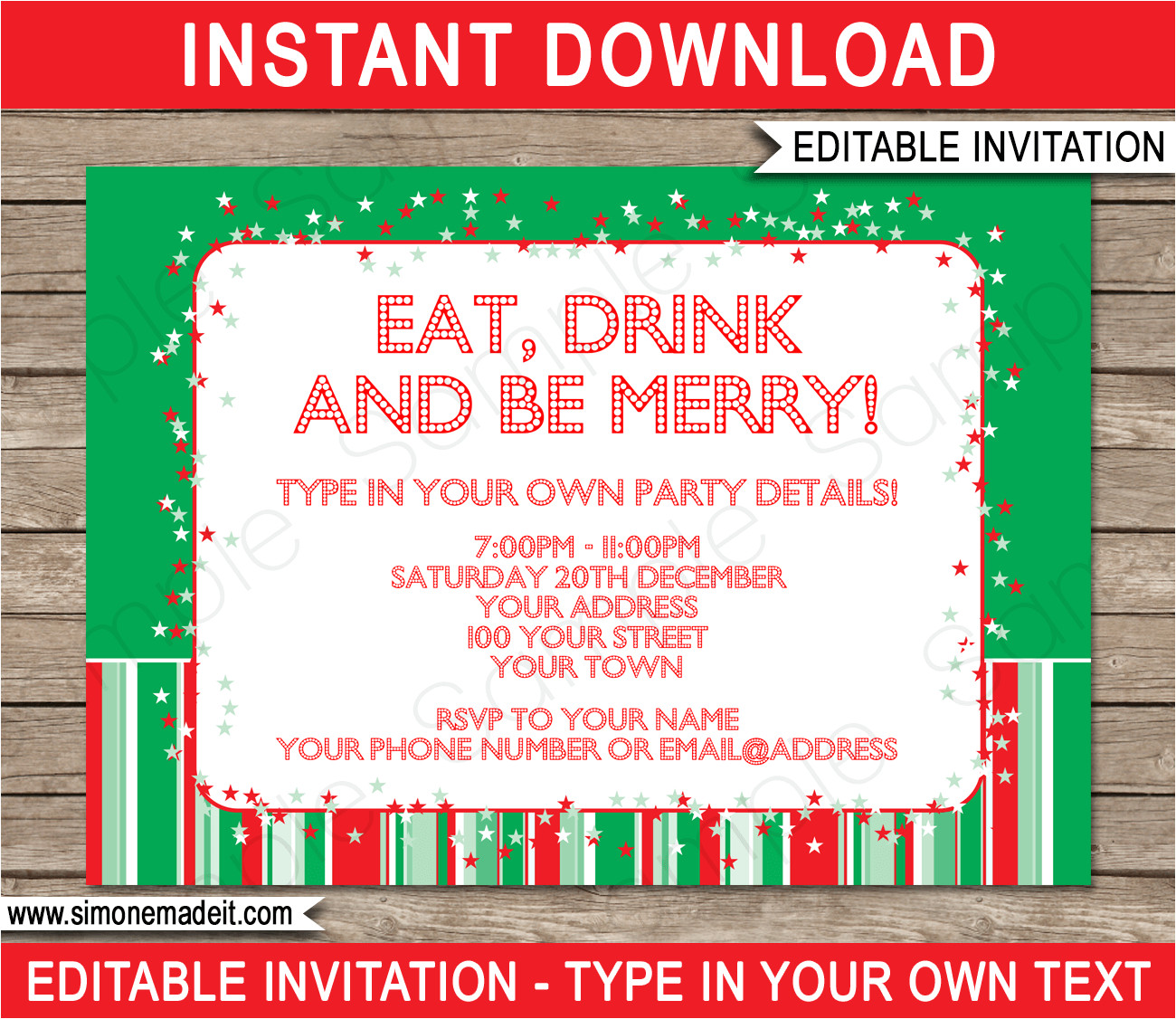 Editable Party Invitation Template Christmas Party Invitations Template Holiday Party