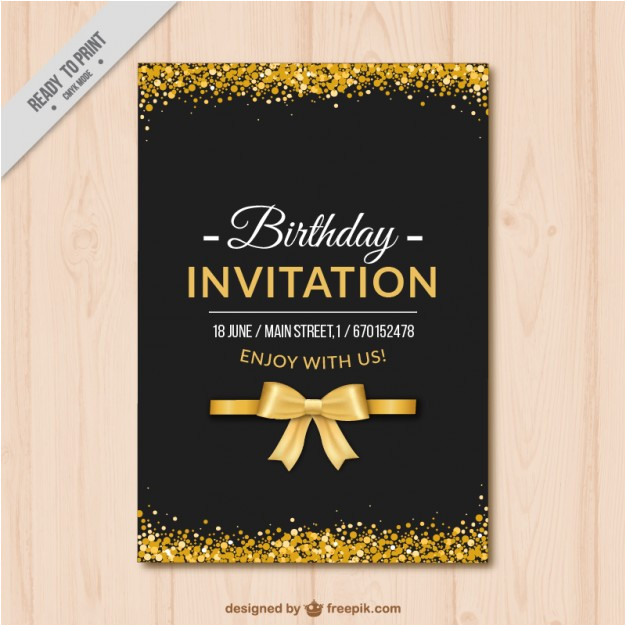 Elegant Birthday Invitation Free Template Elegant Birthday Invitation with Golden Details Vector