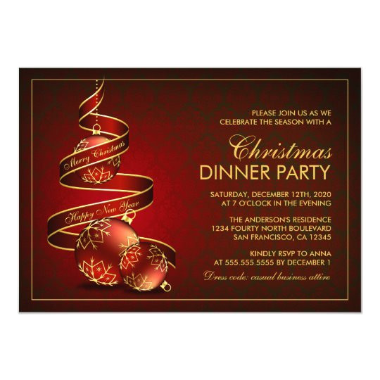 Elegant Christmas Party Invitation Template Elegant Christmas Dinner Party Invitation Template