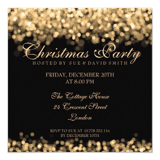 Elegant Christmas Party Invitation Template Free Elegant Christmas Party Gold Shimmering Lights Invitation