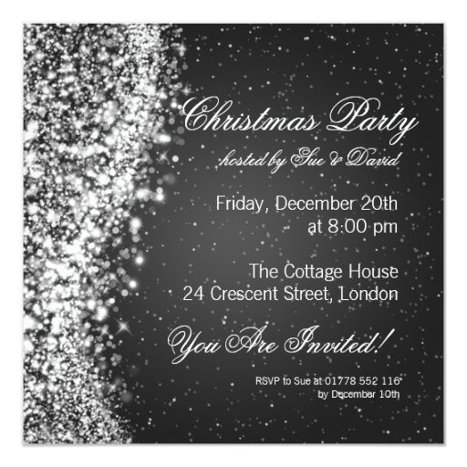 Elegant Holiday Party Invitation Template Christmas Party Invitation Elegant Sparkle Black Zazzle