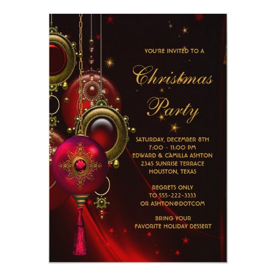 Elegant Holiday Party Invitation Template Elegant Red Gold Christmas Holiday Party Invitation