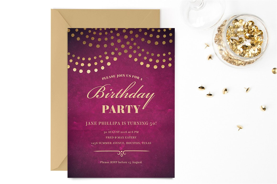 Elegant Party Invitation Template Elegant 50th Birthday Party Invite Invitation Templates
