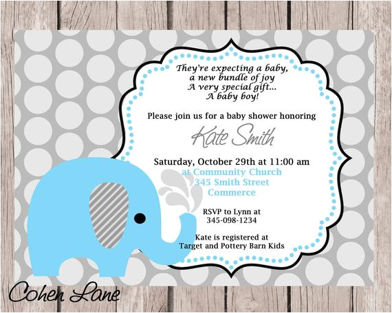 Elephant Birthday Invitation Template Blue Elephant Invitation Baby Shower Invitation Birthday