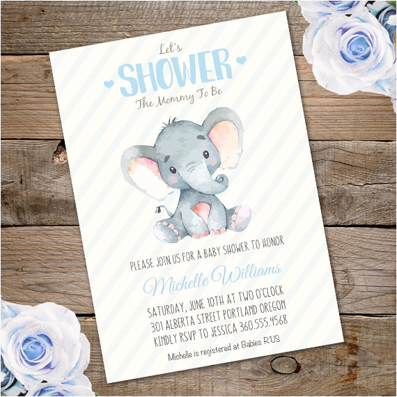 Elephant Birthday Invitation Template Elephant Baby Shower Invitation Printable Edit with