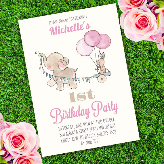 Elephant Birthday Invitation Template Elephant Birthday Party Invitation Template Edit with