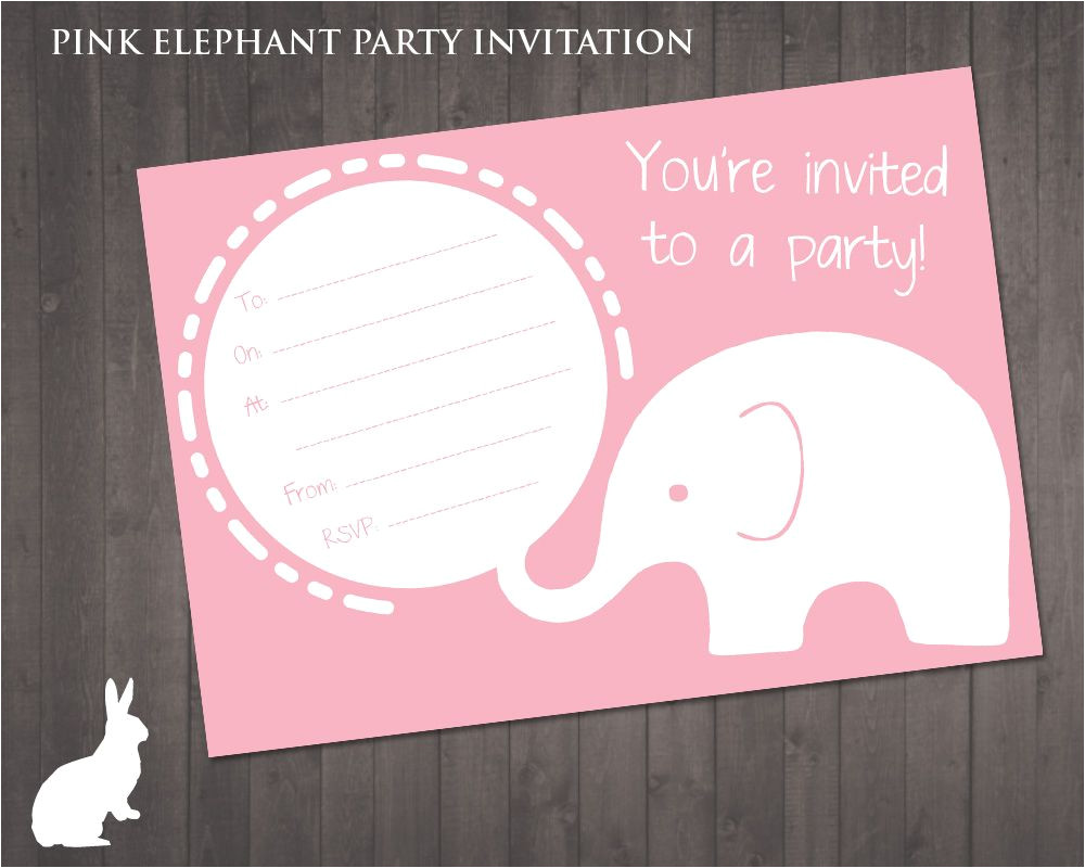 Elephant Birthday Invitation Template Free Pink Elephant Party Invitation Ruby and the Rabbit